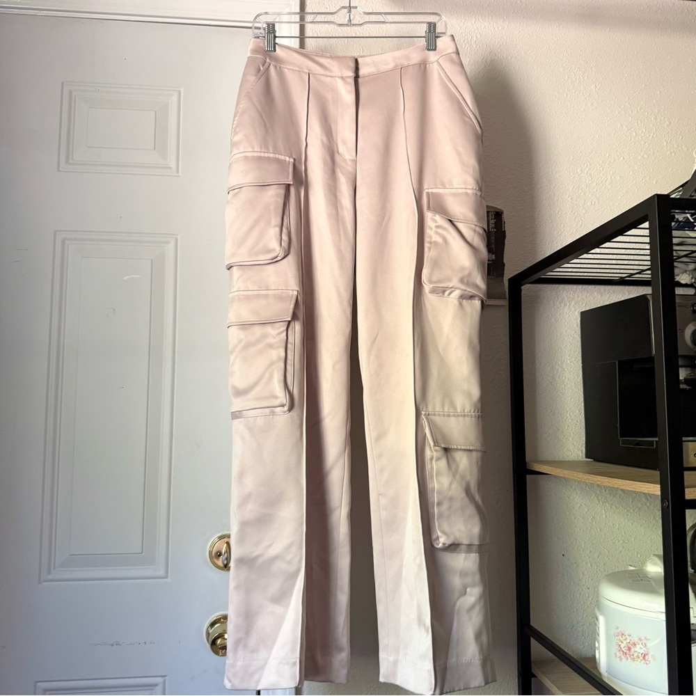 HOUSE OF CB cream pink cargo sarin straight leg pants